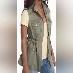 White House Black Market Olive Utility Vest Size Small